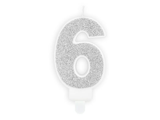 Picture of BIRTHDAY CANDLE SILVER NUMBER 6